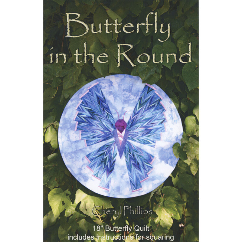Front cover of the pattern, featuring a pieced butterfly staged on a patch of leaves.