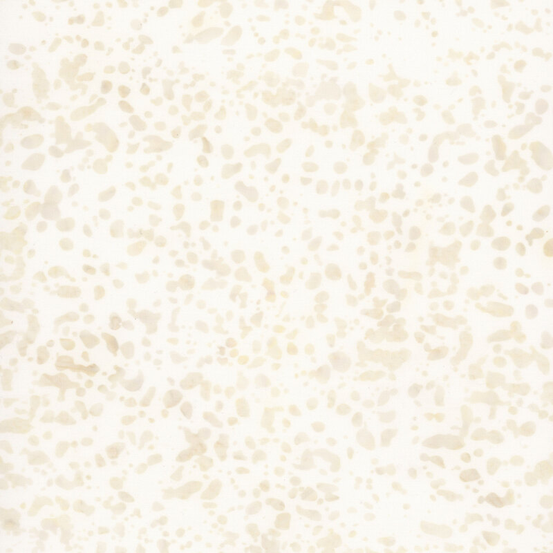 White batik fabric with a mottled neutral pattern of scattered spots and speckles.