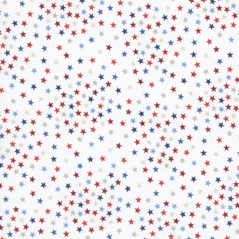 White fabric with a scattered pattern of stars.