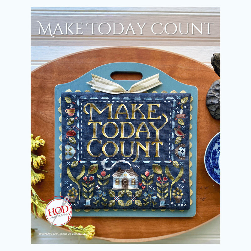 Front image of the Make Today Count pattern featuring the finished project staged with decor.