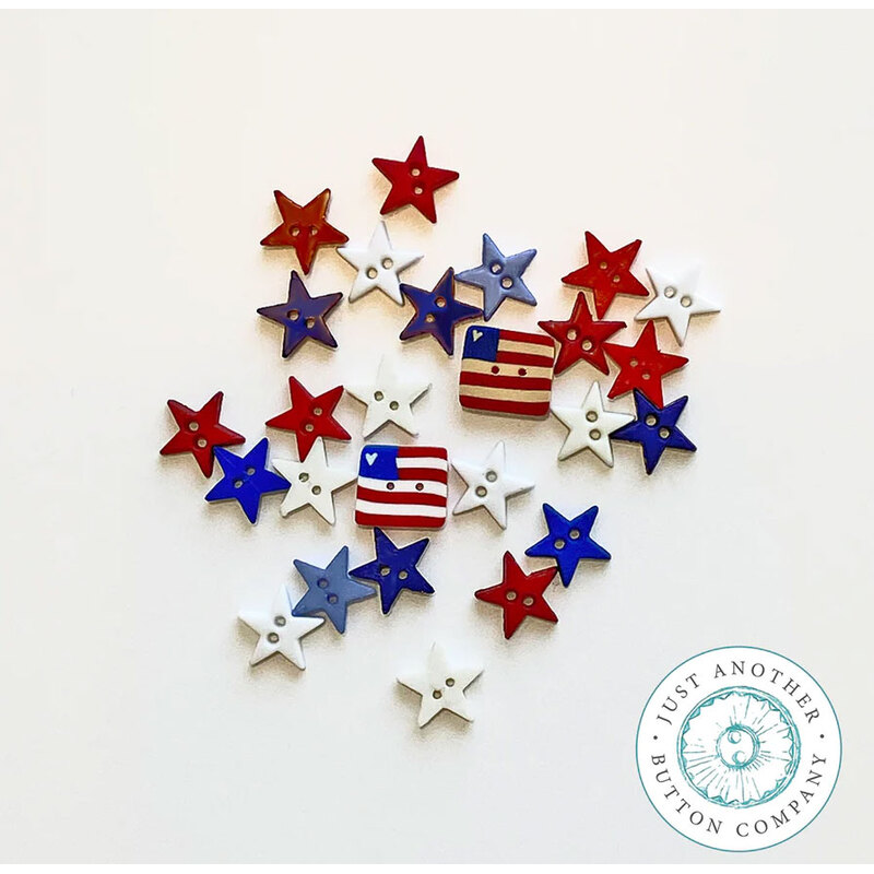 A pack of 25 patriotic themed buttons