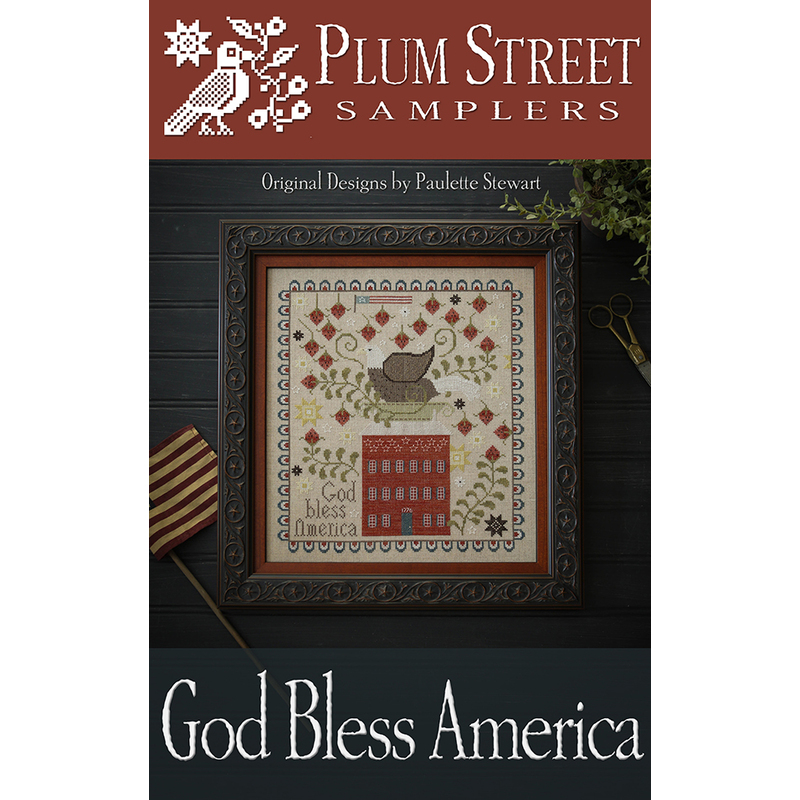 Front cover of the pattern featuring the completed sampler.