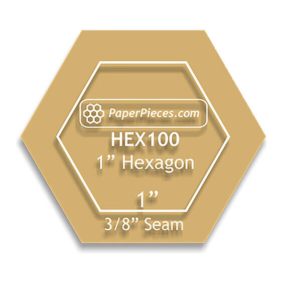 Tan acrylic 1" hexagon template.