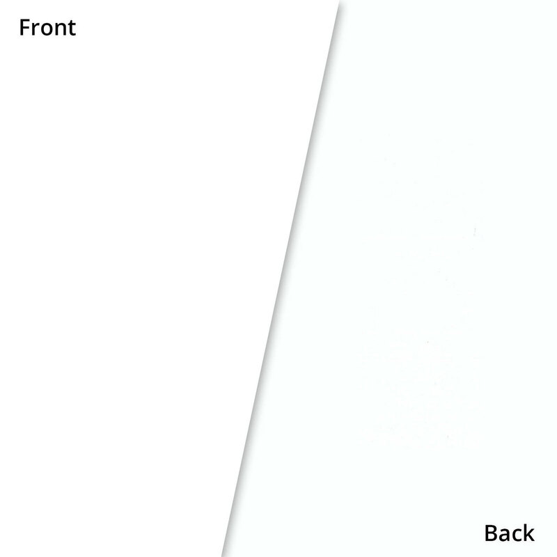 Image showing two white fabrics labeled Front and Back, indicating a two-sided design.