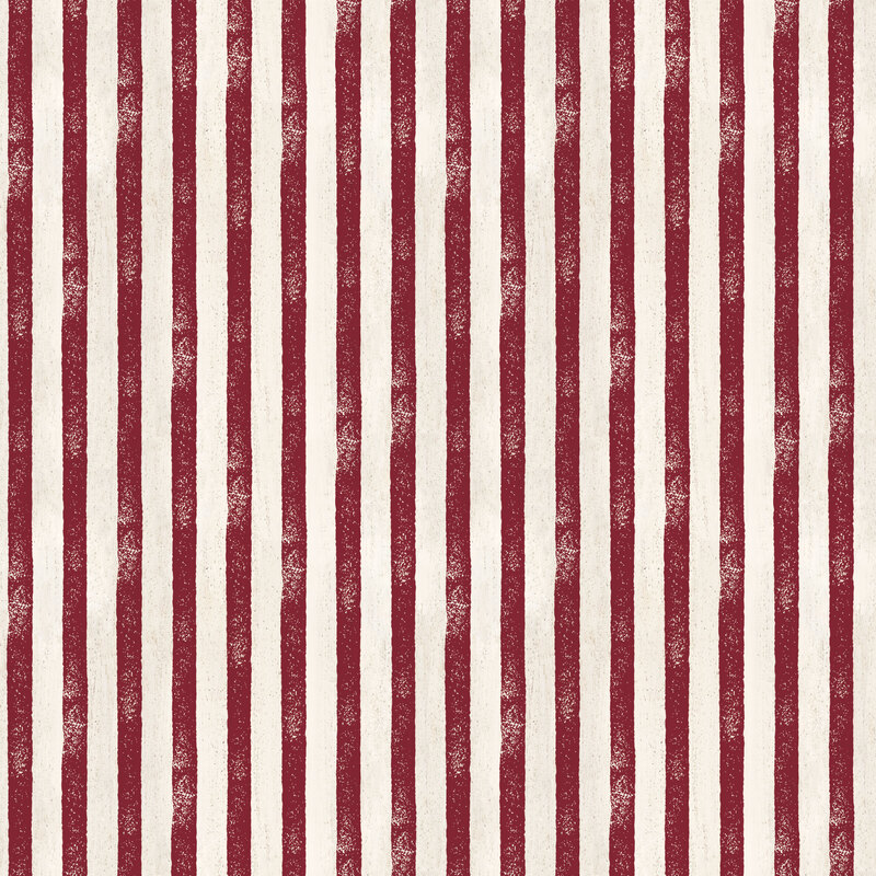 Cream fabric with vertical textured red lines.