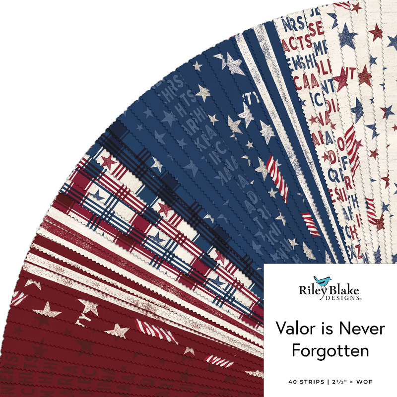 Collage of American motif strip rolls featuring red, cream, and blue, with stars, American states and territories, and stripes/plaids.