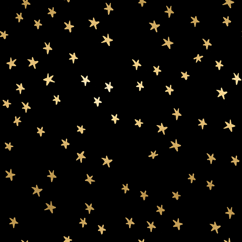 Black fabric with metallic golden stars.