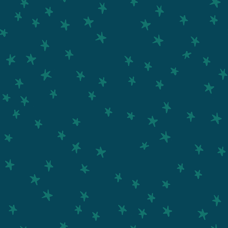 Dark aqua fabric with teal stars.