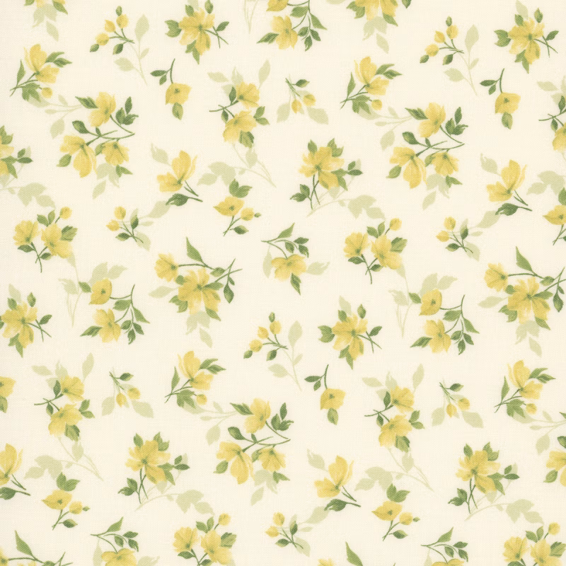 Buttercup & Blues R022035D Tossed Floral Yellow by Monika Zhu for Marcus Fabrics