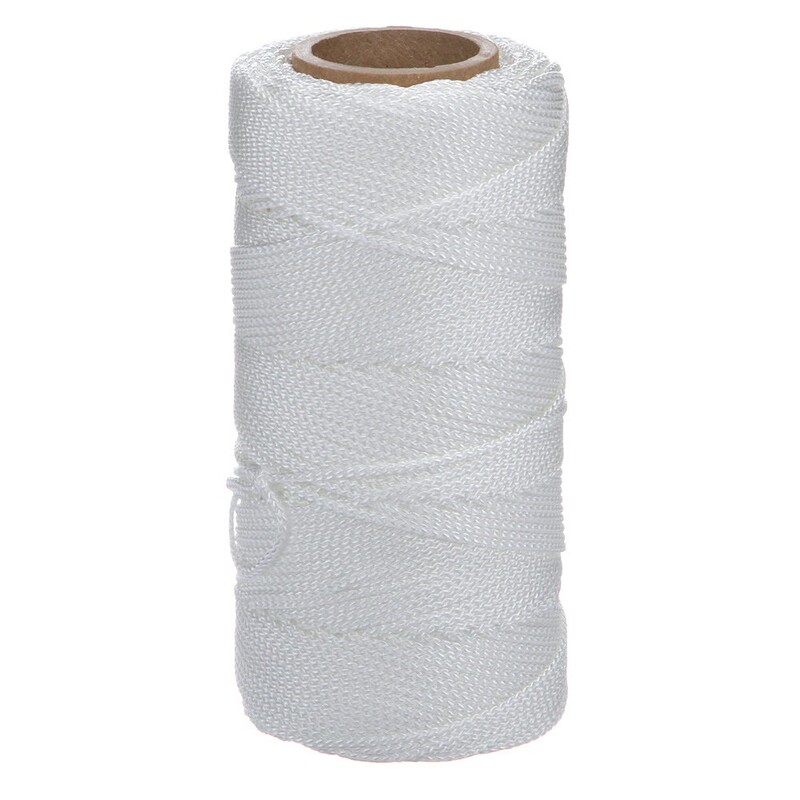 A spool of white piping cording. 