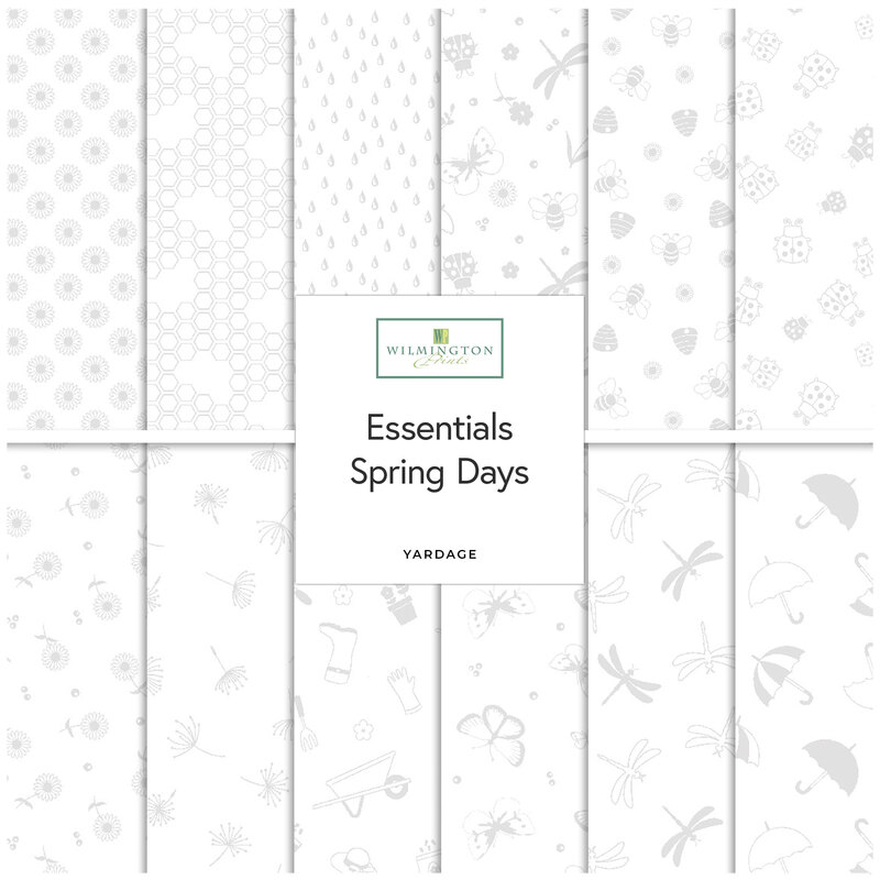 A collage of fabrics featured in the Essentials Spring Days Collection by Wilmington Prints.