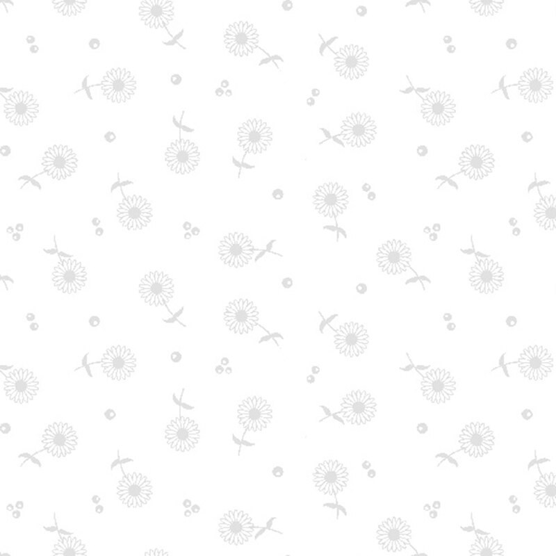A white on white fabric with daisies.