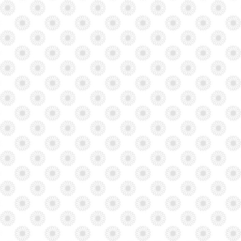 A white on white fabric with daisies