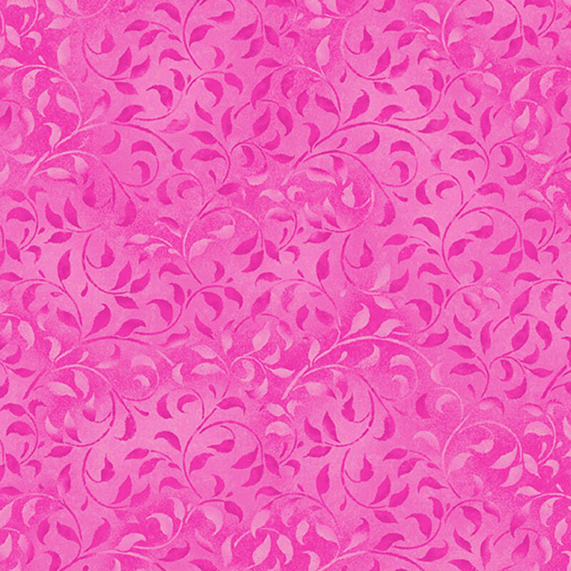 A hot pink fabric featuring mottled vines. 