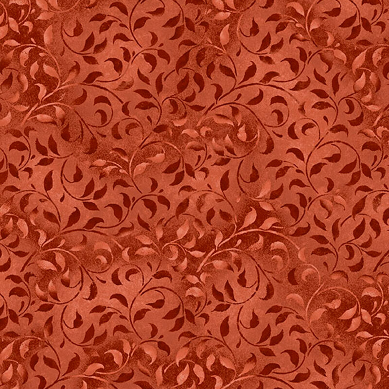 A burnt sienna fabric featuring mottled vines.