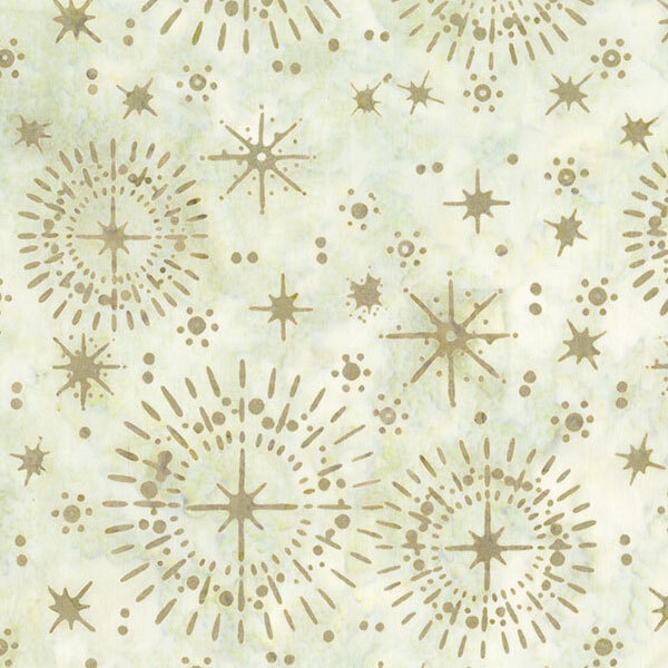 A mottled eggshell fabric featuring stars and starbursts.