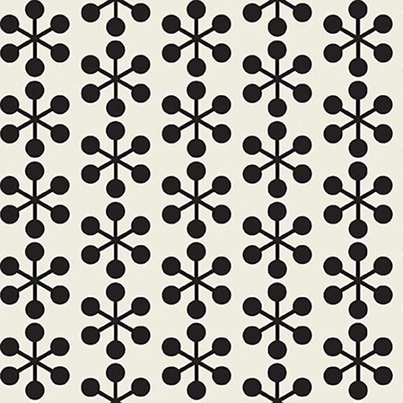 Off-white fabric with a half-drop pattern and modern black asterisk design.