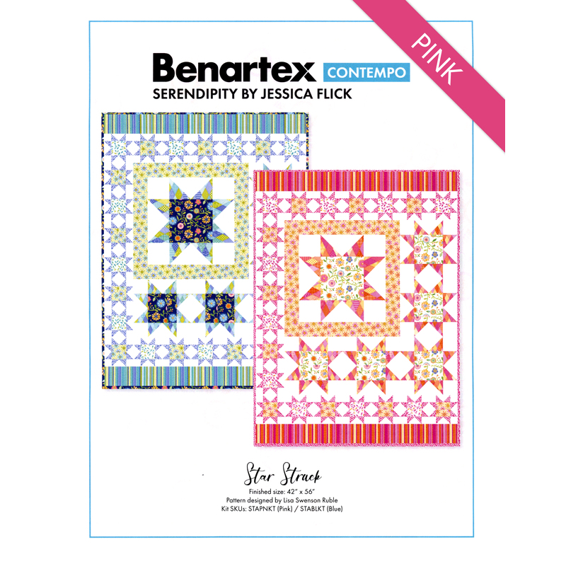Front cover of Benartex Contempo Kit featuring the pink quilt design in Serendipity fabrics by Jessica Flick.