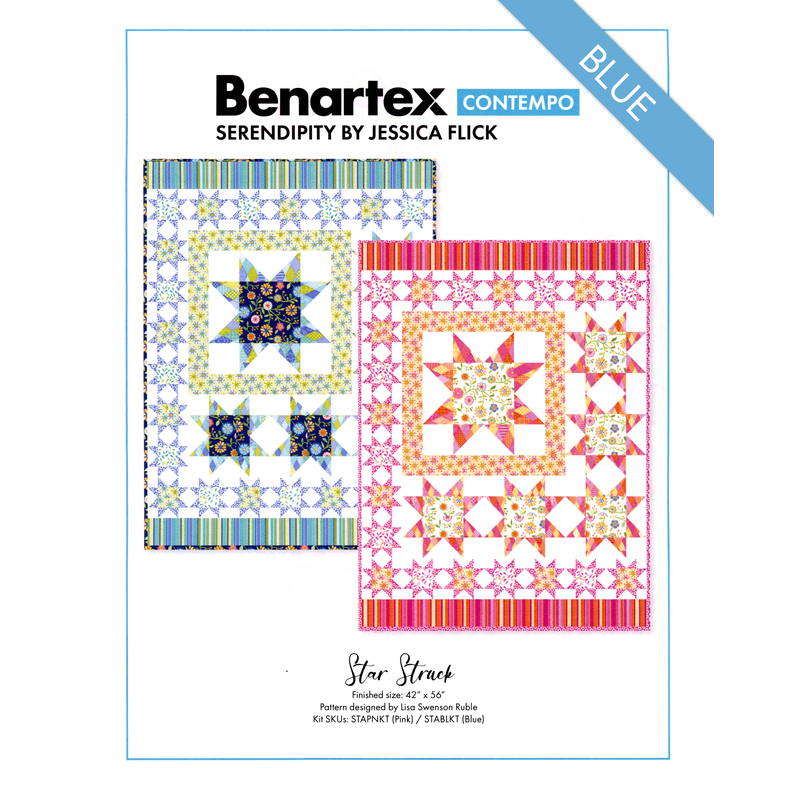Front cover of Benartex Contempo Kit featuring the blue quilt design in Serendipity fabrics by Jessica Flick.