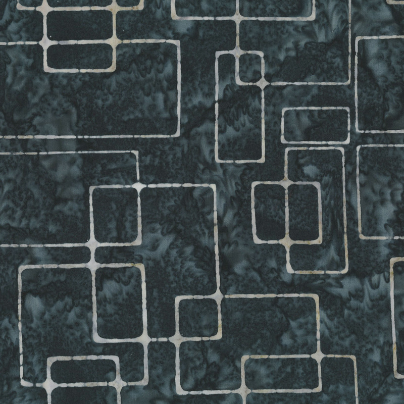 Dark slate gray batik with cool gray rectangles over the top.