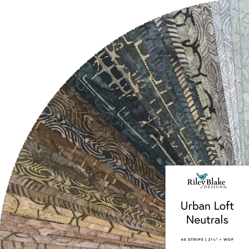 Strip Roll collage of the Urban Loft Neutrals fabric collection.