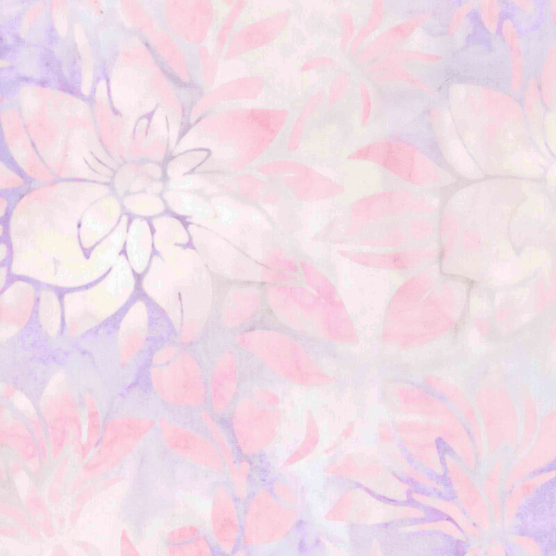 Purple and white batik overlayed with a soft pink floral texture.