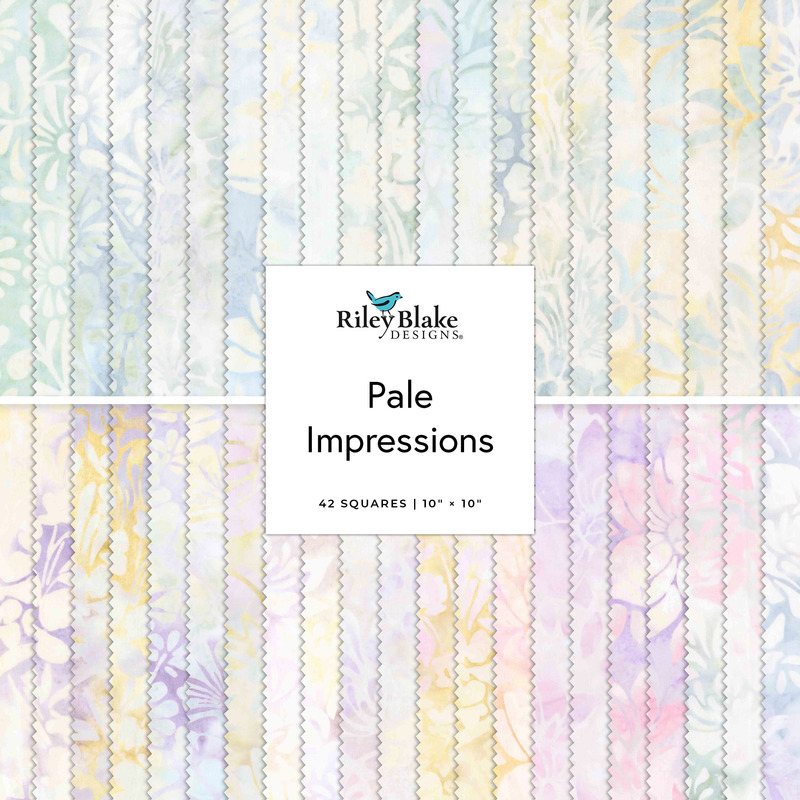 Collage of the 10" Square Bundle from the Pale Impressions Batik collection.