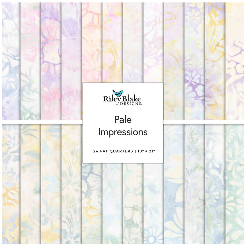 Collage of the Fat Quarter Bundle from the Pale Impressions Batik collection.