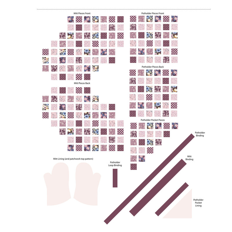 Sangria-tone oven mitt project panel.