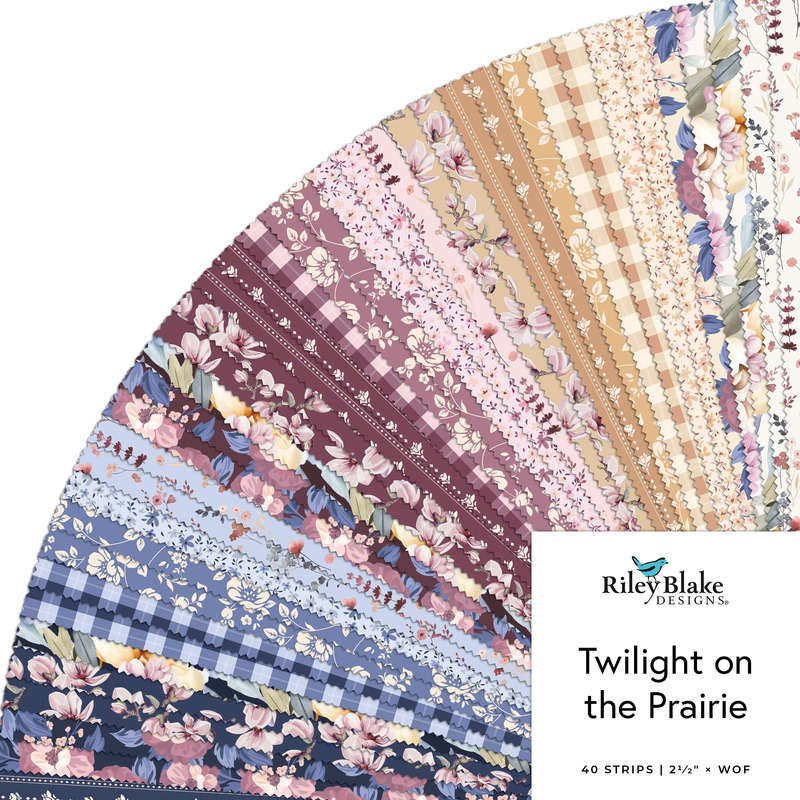 Collage of the 2.5" Strip Roll Bundle from the Twilight on the Prairie fabric collection.