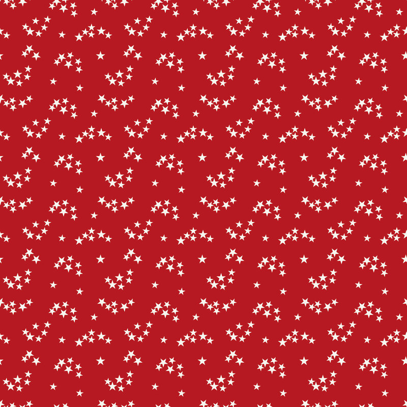 Red fabric with arched groups of white stars.