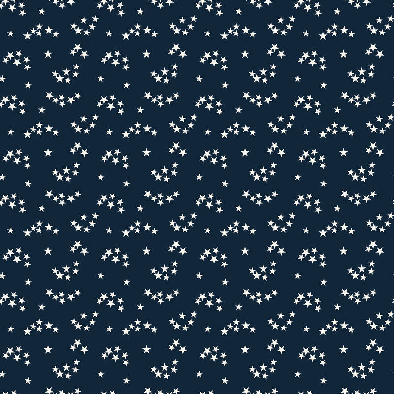 Navy fabric with arched groups of white stars.