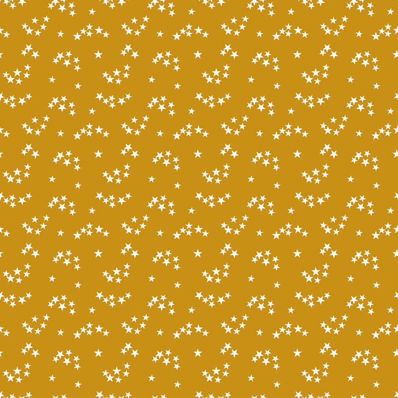 Golden fabric with arched groups of white stars.
