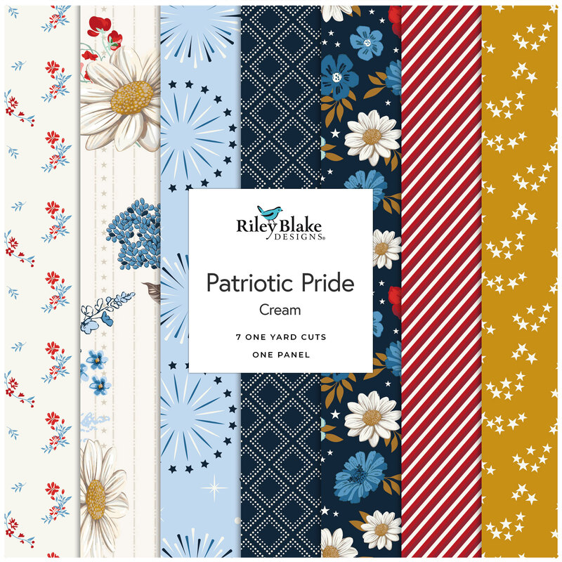 Collage of the Cream One Yard Bundle from the Patriotic Pride fabric collection.