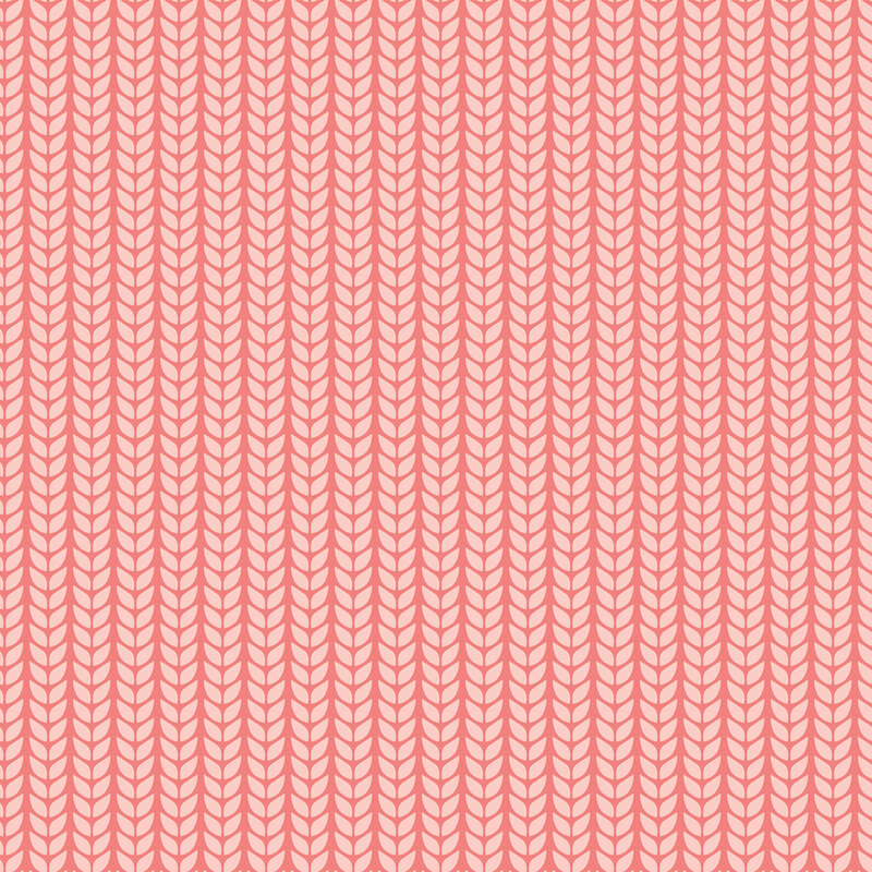 Salmon pink fabric with repeating vertical stripes of mirrored pastel pink petals.