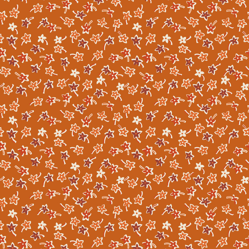 Amber fabric scattered with tonal and white florals.