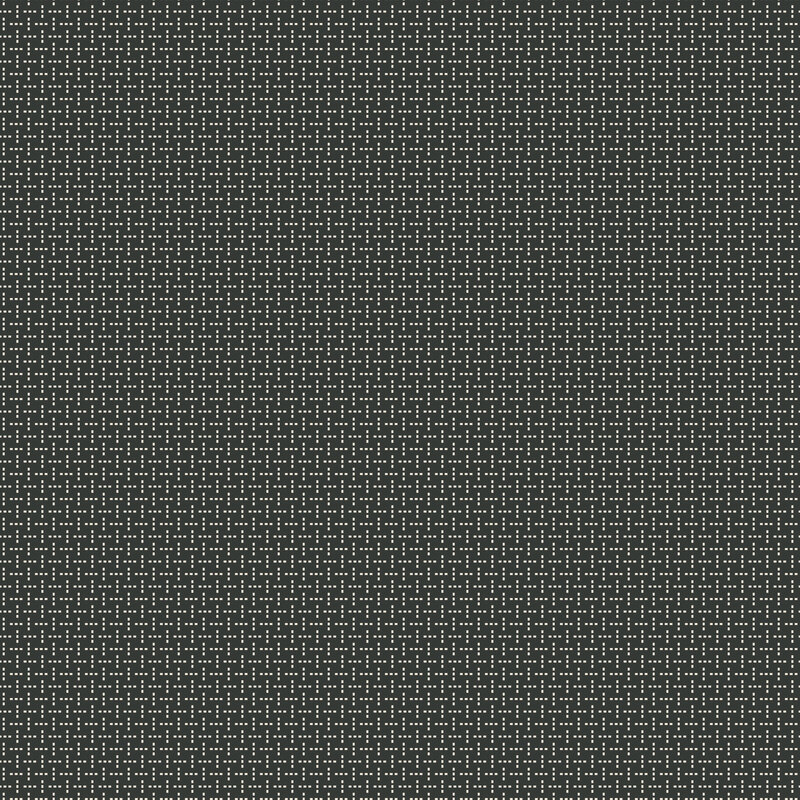 Deep slate gray fabric topped with packed design of dotted lines in alternating rotations.