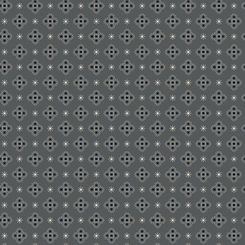 Slate gray fabric layered with staggered emblems and white stars.