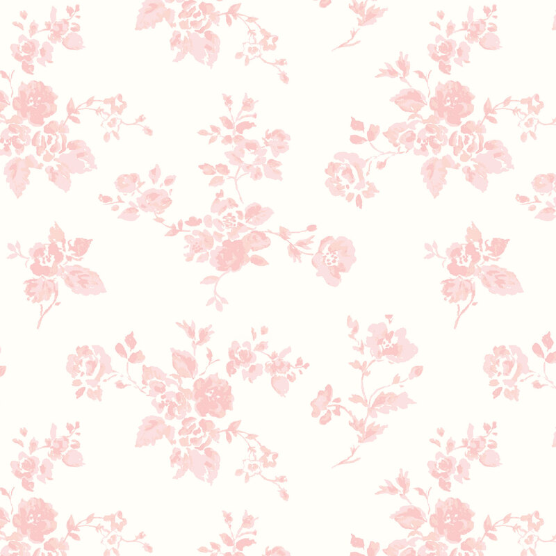 Cream fabric with light pink florals scattered across the top.