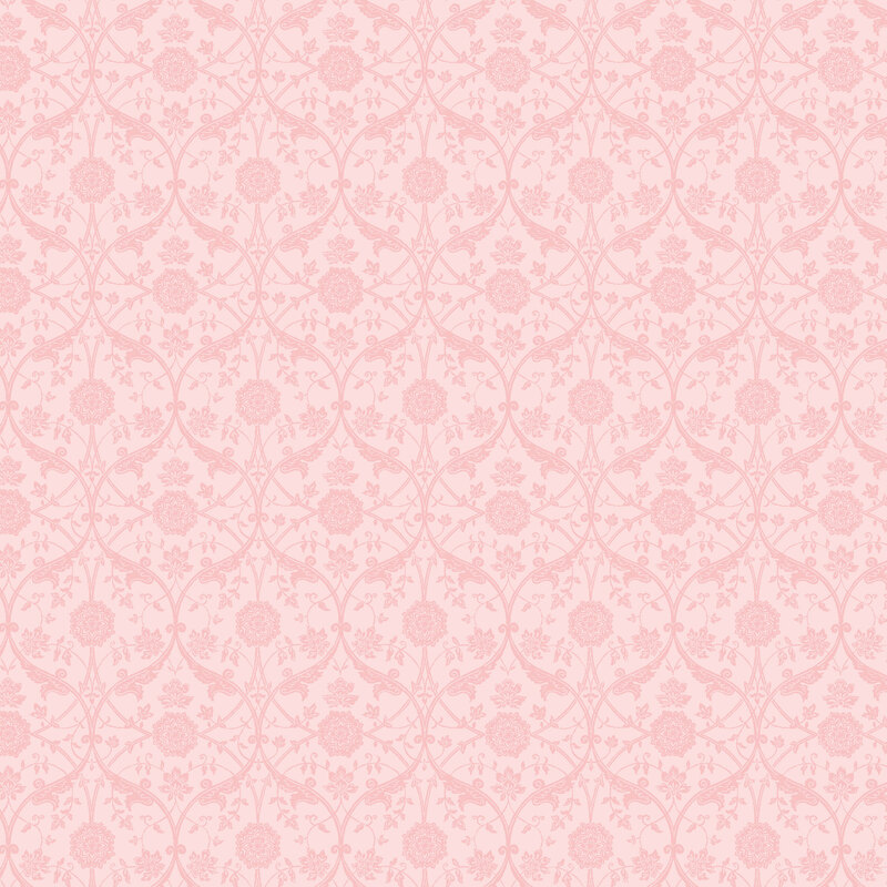 Light pink tonal fabric with a floral damask design.