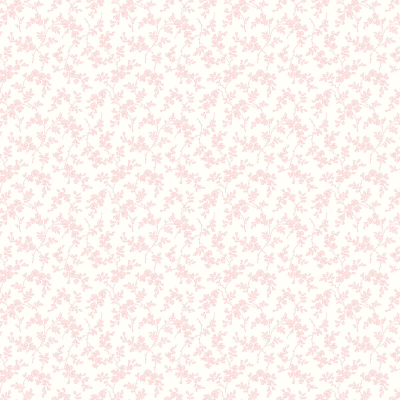 Cream fabric interlaced with light pink calico florals.