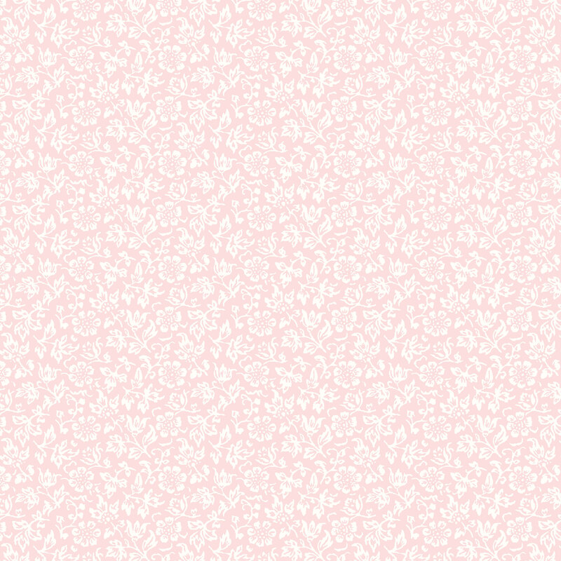 Light pink fabric with a calico design of cream florals.
