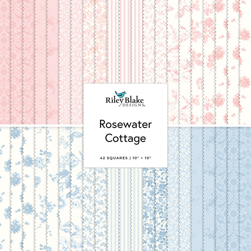 10" Square Bundle collage of the Rosewater Collage fabric collection.