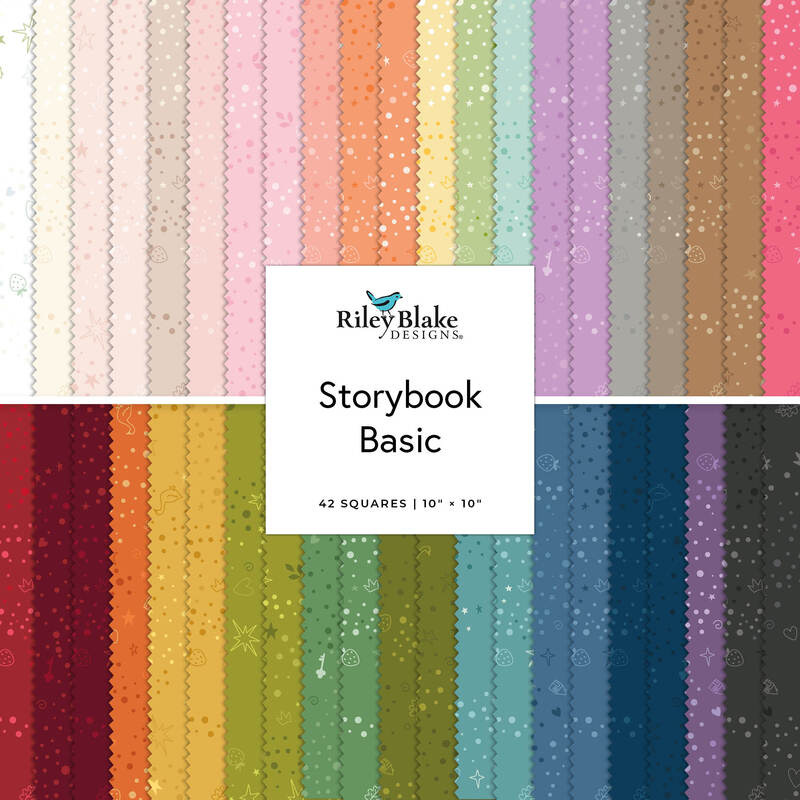 Riley Blake Designs Storybook Basic fabric charm pack with multicolor patterned strips