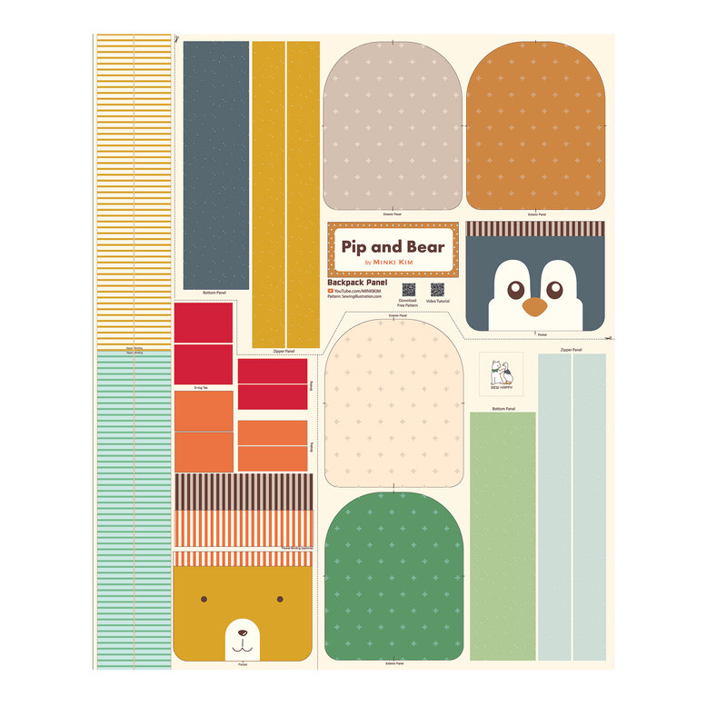 Project panel for two animal themed backpacks with soft illustrations.