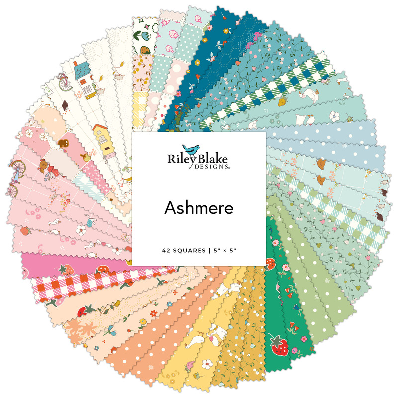 Collage of the 5" Square Stacker for the Ashmere fabric collection.