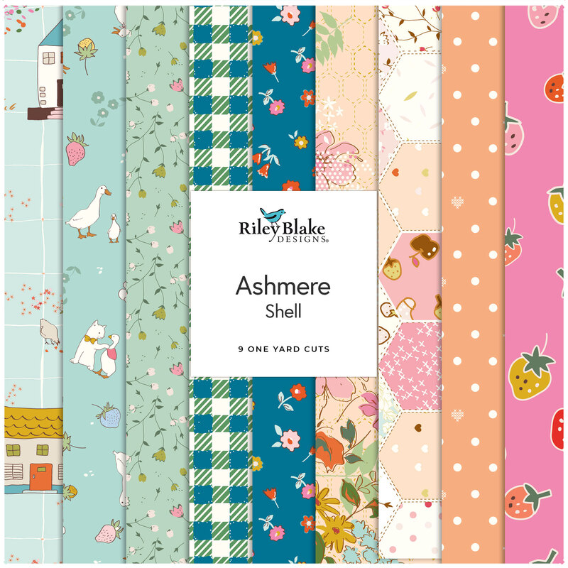Collage of the one yard bundle Shell colorway from the Ashmere fabric collection.