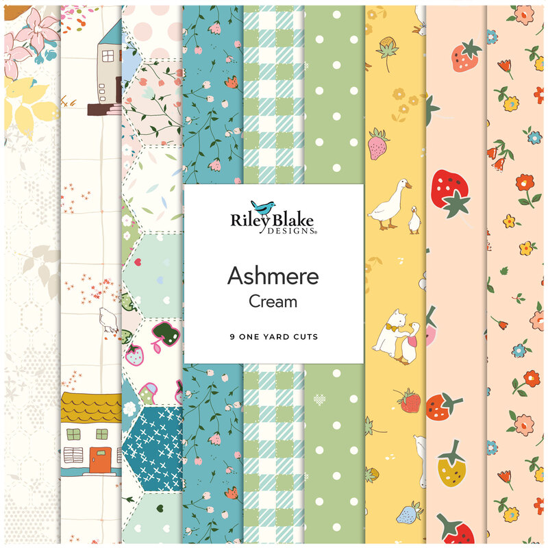 Collage of the one yard bundle Cream colorway from the Ashmere fabric collection.