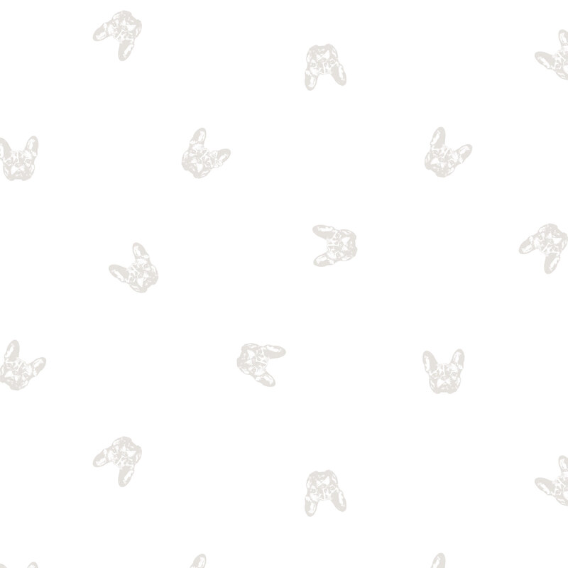 A white on white fabric with french bulldog icons.