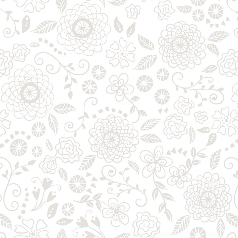 A fabric with floral arrangements and elements.